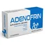Caja de comprimidos Adenofrin con iconos de bienestar de próstata, flujo urinario y ingredientes.